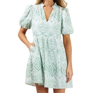 Sugarlips Women’s Evelyn Eyelet Jacey Babydoll Mini Dress Sz L‎